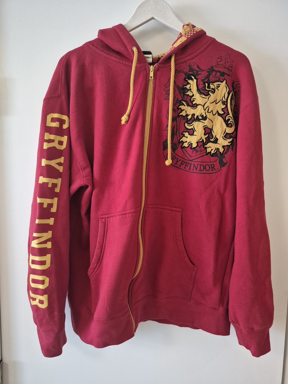 Harry Potter Gryffindor Red Zip-Up Hoodie with Gold Crest